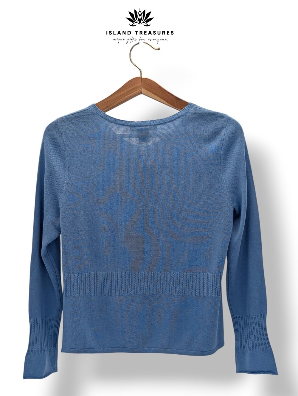 NWT Sigrid Olsen Sz Medium Petite Soft Silk Angora Cardigan Blue Crystal Buttons - Picture 12 of 16